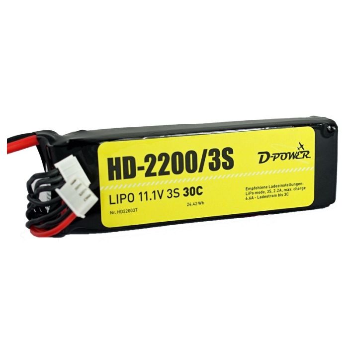 DP-HD22003T, D-Power HD-2200 3S Lipo (11,1V) 30C - T-Stecker , D-Power, voor €26, Geleverd door Bliek Modelbouw, Neerloopweg 31, 4814RS Breda, Telefoon: 076-5497252